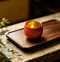 Jian Zhan Tea Bowl with Red-Gold Rhino Skin (Xipi) Lacquer